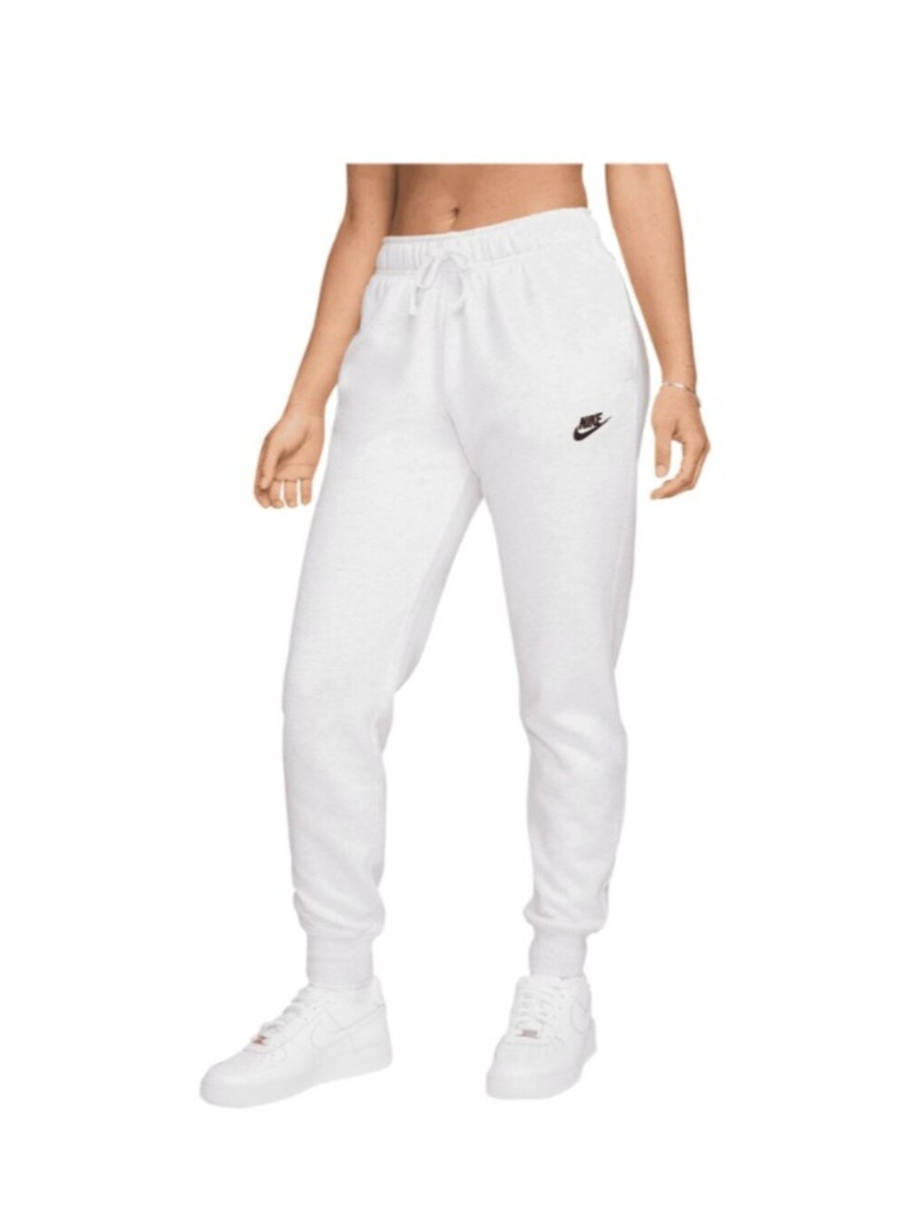 Nike Women’s White Drawstring Joggers with Black Swoosh